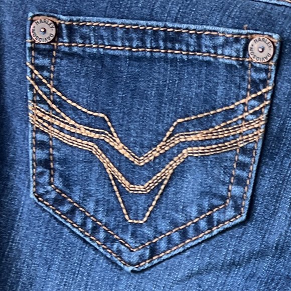 Gently Worn Harley-Davidson Jeans Low Rise Boot Cut Embroidered Y2K Medium Wash - Picture 13 of 15